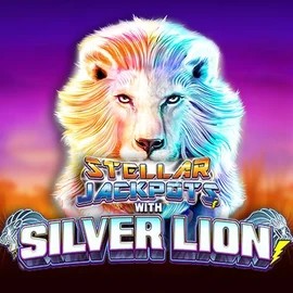 Official Jackpots logo: Stellar Jackpots with Silver Lion by Lightning Box Game at Spinorhino Casino